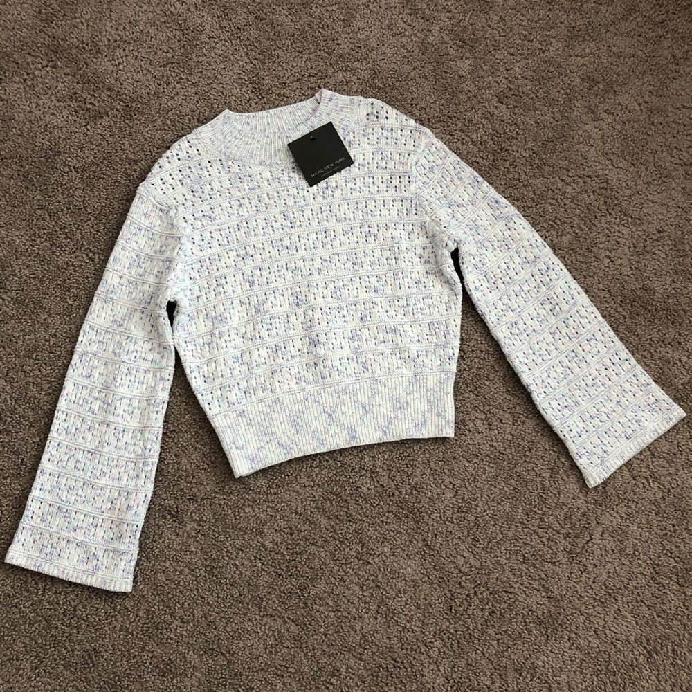 Marc New York Marled Blue Lavender Knit Flare Sleeve Sweater Size XL